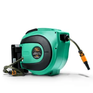 Garden Hose Reel - 50' Ft Hose Length, Retractable & Mountable