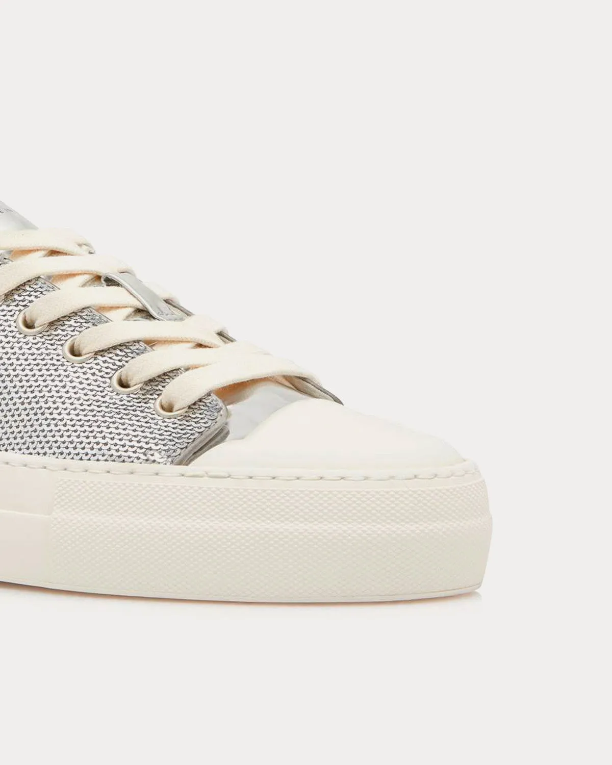 Grace Sequin Embroidery Silver Low Top Sneakers
