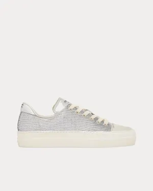 Grace Sequin Embroidery Silver Low Top Sneakers