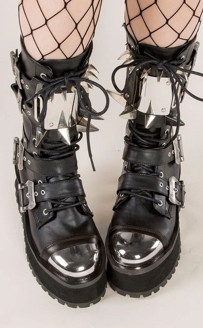 GRAVEDIGGER-250 Black Vegan Leather Boots