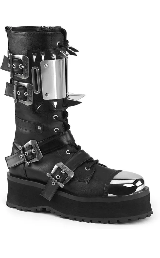 GRAVEDIGGER-250 Black Vegan Leather Boots