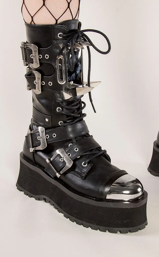 GRAVEDIGGER-250 Black Vegan Leather Boots