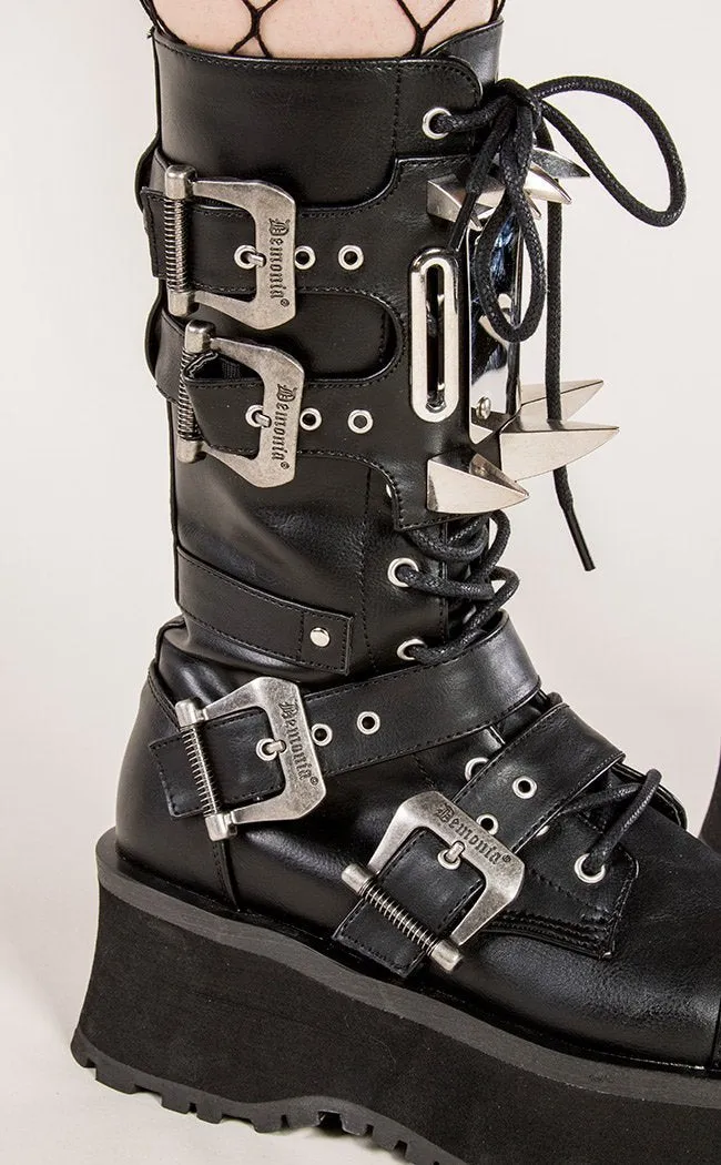 GRAVEDIGGER-250 Black Vegan Leather Boots