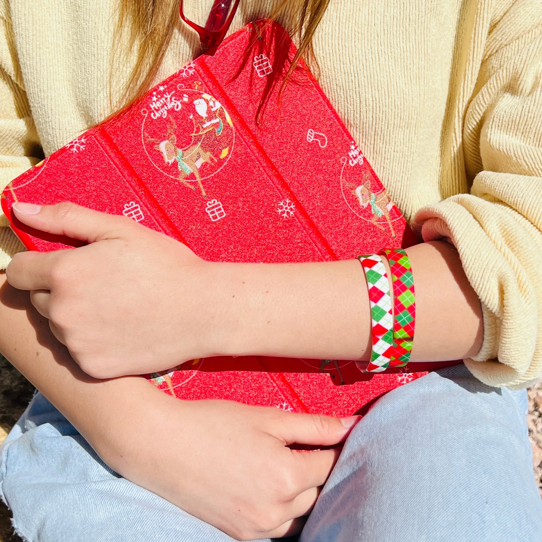 Holiday Argyle Silicone Bracelet Stacks Two Colors Available