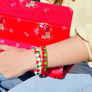 Holiday Argyle Silicone Bracelet Stacks Two Colors Available