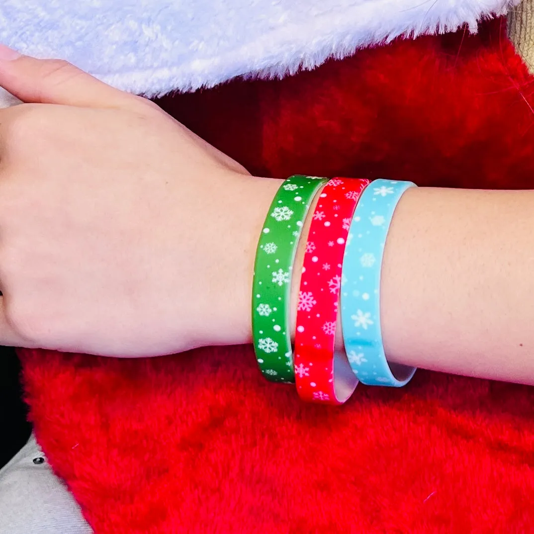 Holiday Snowflakes Silicone Bracelet Stacks Multiple Colors Available