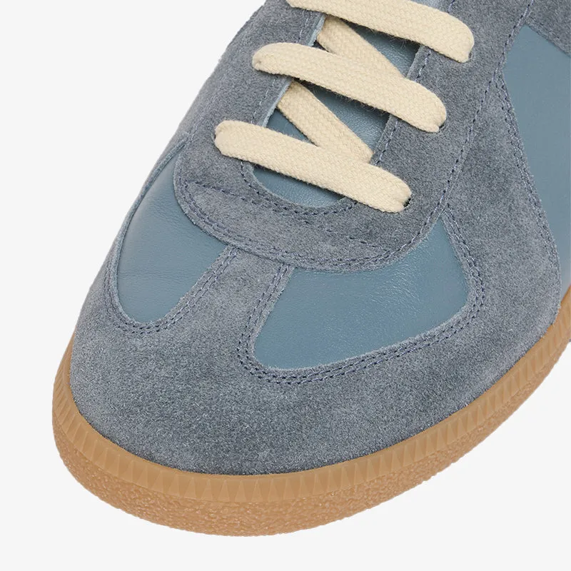 Iconic Blue Leather and Suede Sneakers
