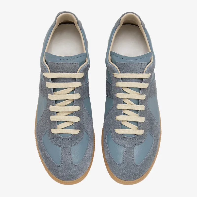 Iconic Blue Leather and Suede Sneakers