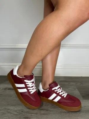 Iraima - Burgundy and White Retro Sneakers
