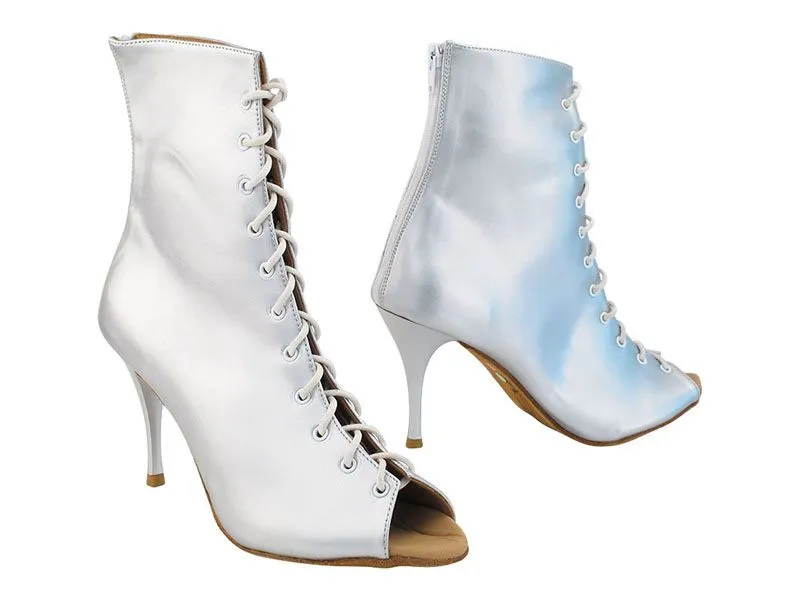 Latin Dance Boot White Lace Up Open Toe (MADE TO ORDER)