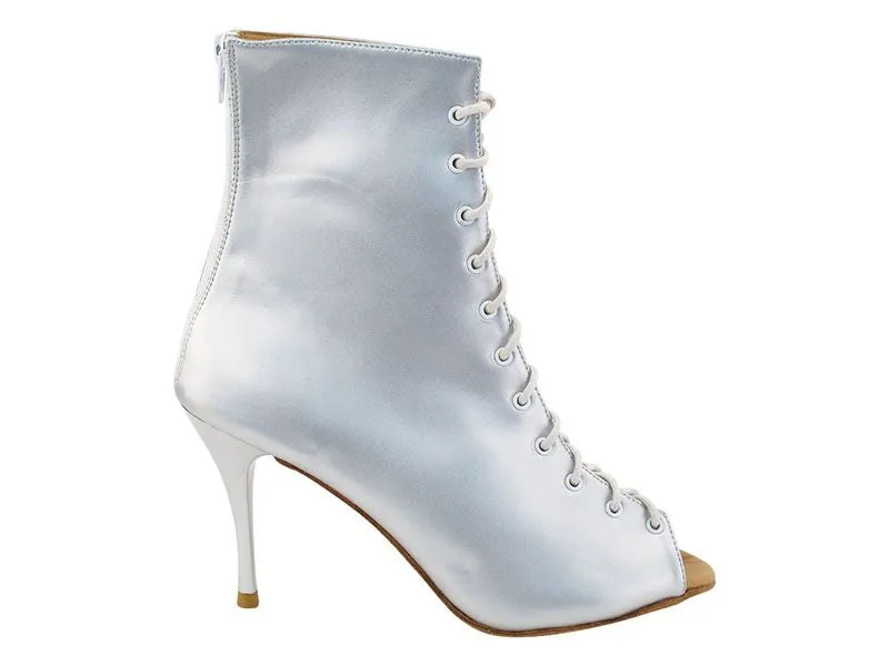 Latin Dance Boot White Lace Up Open Toe (MADE TO ORDER)