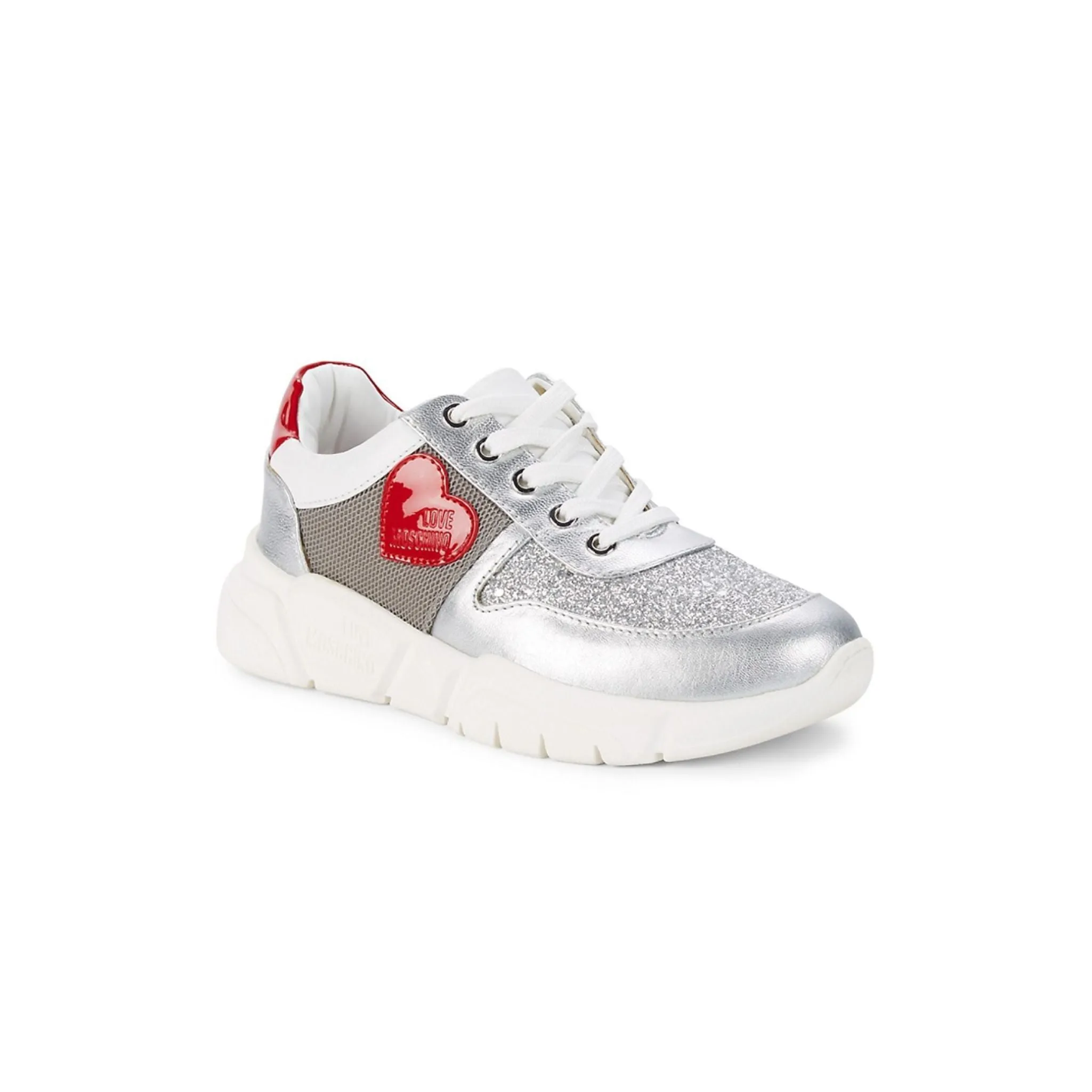 Love Moschino Mixed Media Lace-Up Sneakers