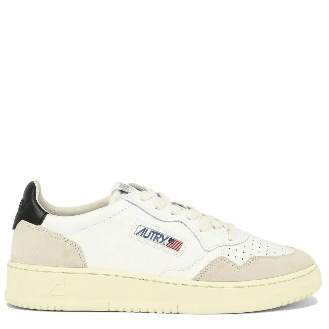 Medalist Low Sneaker (White Leather   Blue Leather   Beige Suede)