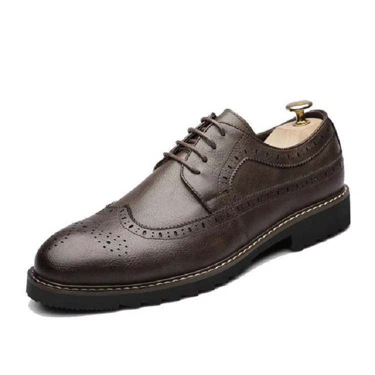 Men's British Brogue Business Formal Shoes - Waterproof and Breathable Design