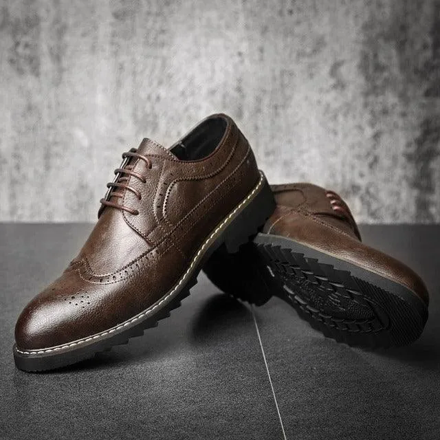 Men's British Brogue Business Formal Shoes - Waterproof and Breathable Design