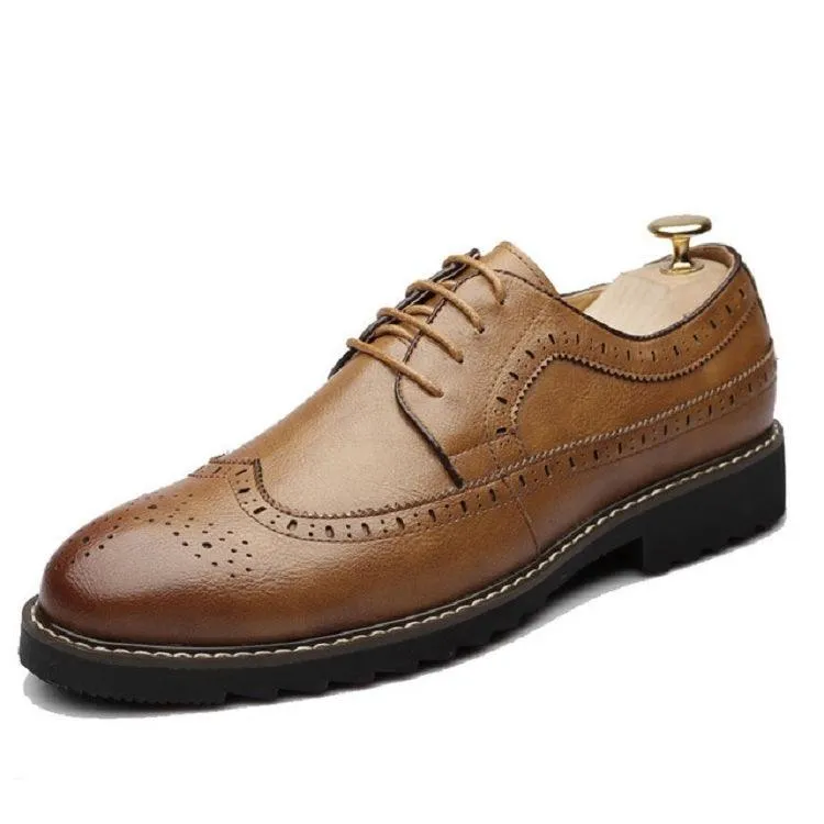 Men's British Brogue Business Formal Shoes - Waterproof and Breathable Design