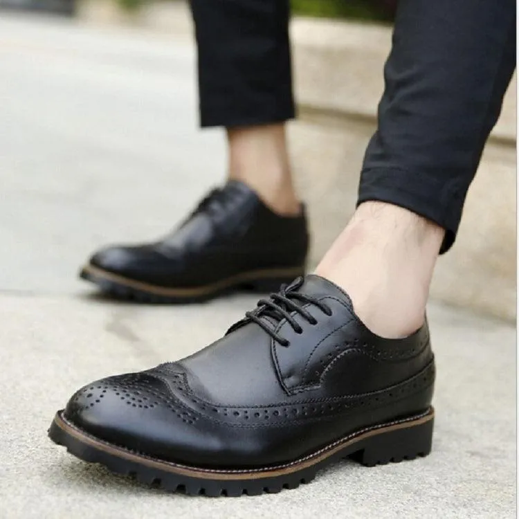 Men's British Brogue Business Formal Shoes - Waterproof and Breathable Design