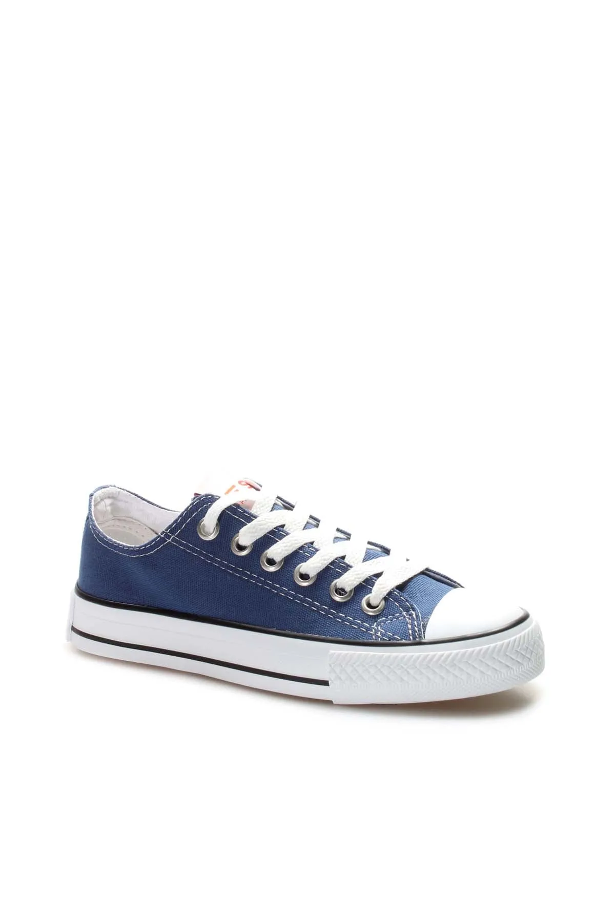 Men's Navy Canvas Low-Top Sneakers with White Laces - Wessi