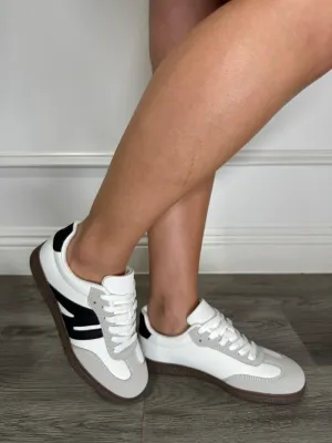 Milena - White Sneakers with Black Accents