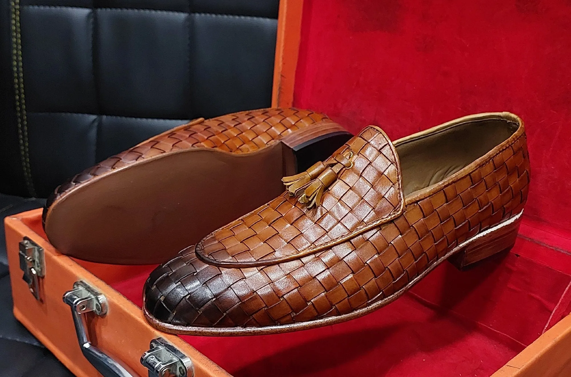 New Men's Handmade Formal Shoes  Brown Shaded  Leather Slip On Stylish Loafer Moccasin Shoes