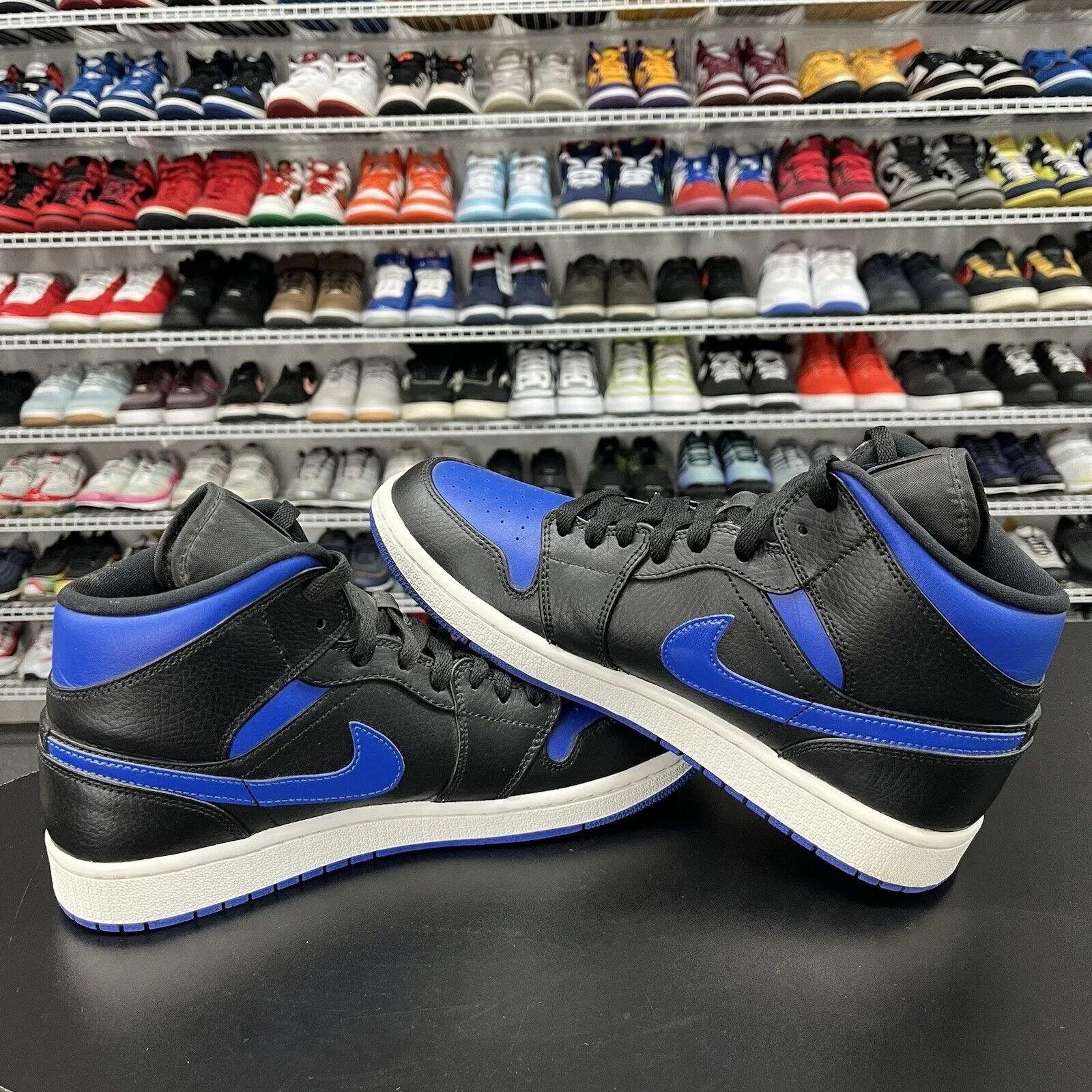 Nike Air Jordan 1 Mid Royal Black Blue 554724-068 Men's Size 9 No Insoles