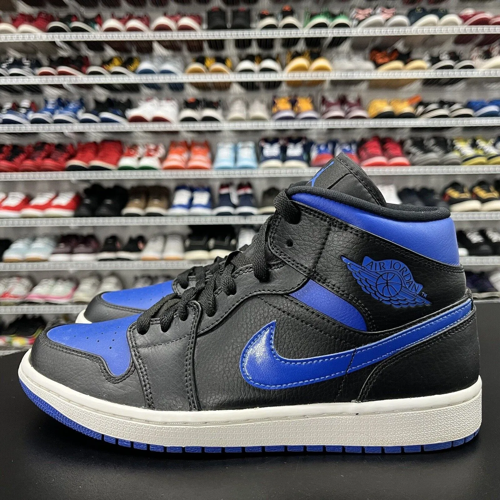 Nike Air Jordan 1 Mid Royal Black Blue 554724-068 Men's Size 9 No Insoles