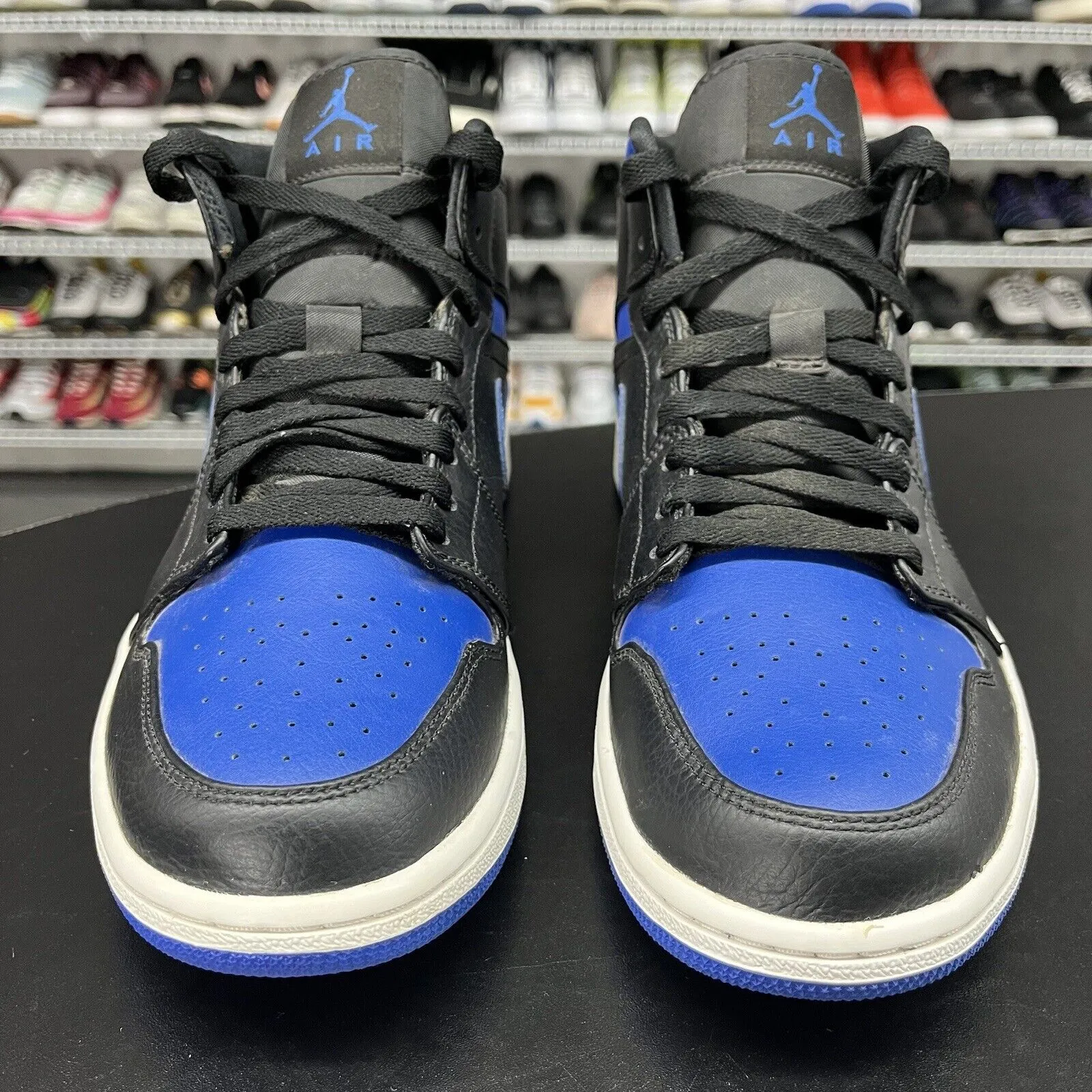 Nike Air Jordan 1 Mid Royal Black Blue 554724-068 Men's Size 9 No Insoles