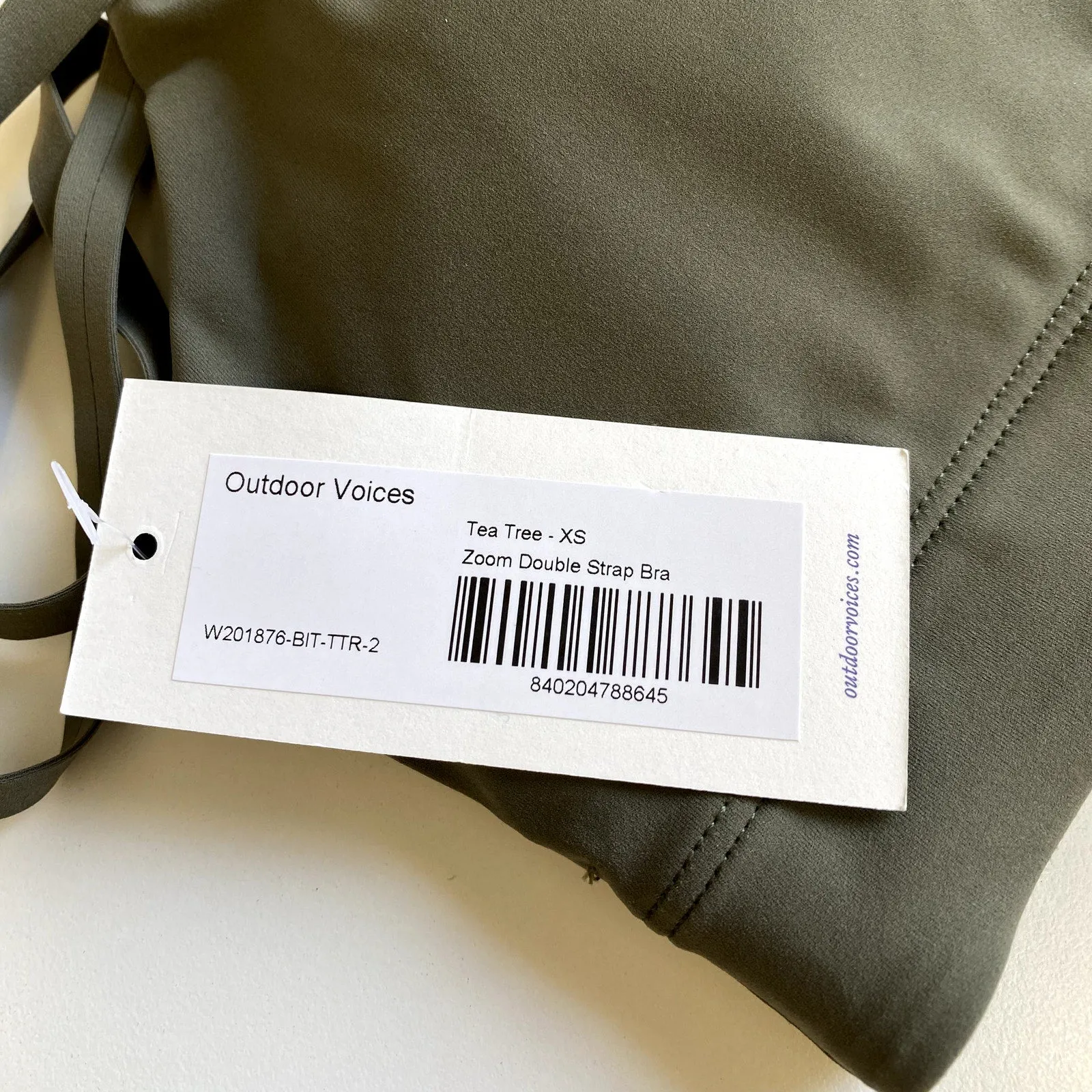 OUTDOOR VOICES SuperForm Zoom Double Strap Bra XS Tea Tree Scoop Neck NWT
