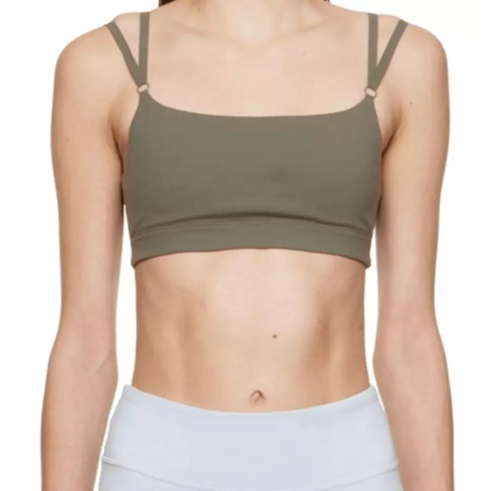 OUTDOOR VOICES SuperForm Zoom Double Strap Bra XS Tea Tree Scoop Neck NWT
