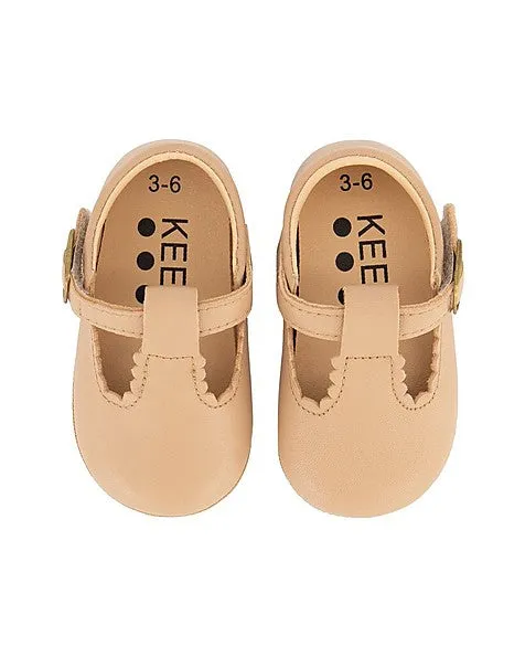 Peach T-Bar Leather Soft Sole