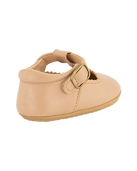 Peach T-Bar Leather Soft Sole