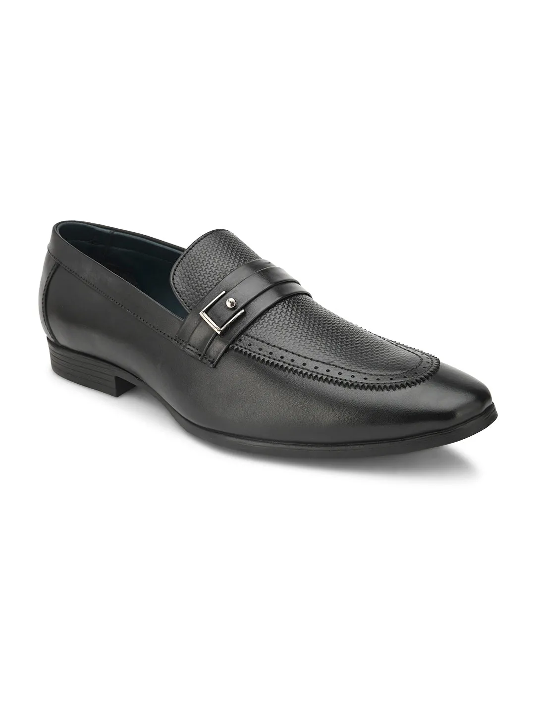 pelle albero Men Black Solid Leather Formal Moccasin