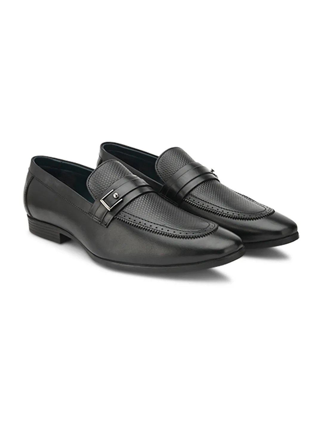 pelle albero Men Black Solid Leather Formal Moccasin