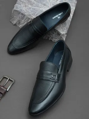 pelle albero Men Black Solid Leather Formal Moccasin