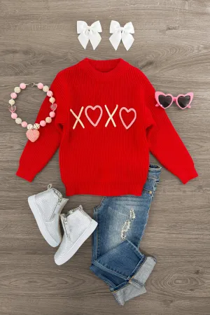 "XOXO" Red Knit Sweater
