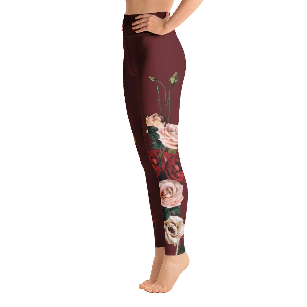 Red Roses Yoga Leggings