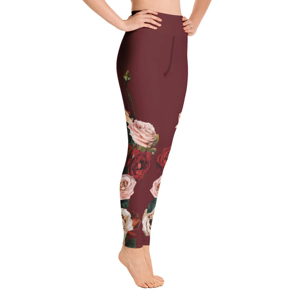 Red Roses Yoga Leggings