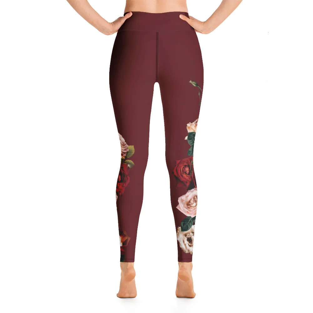 Red Roses Yoga Leggings