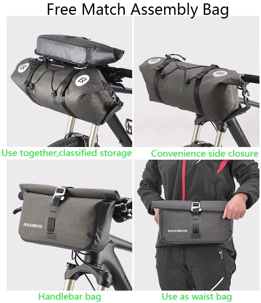 Rockbros-Waterproof Handlebar Bags Front 2 Dry Packs for MTB Road Bicycles 19-20L