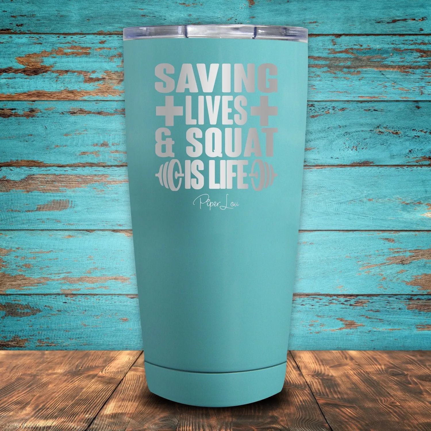 Saving Lives & Squat Is Life Coated Drinkware