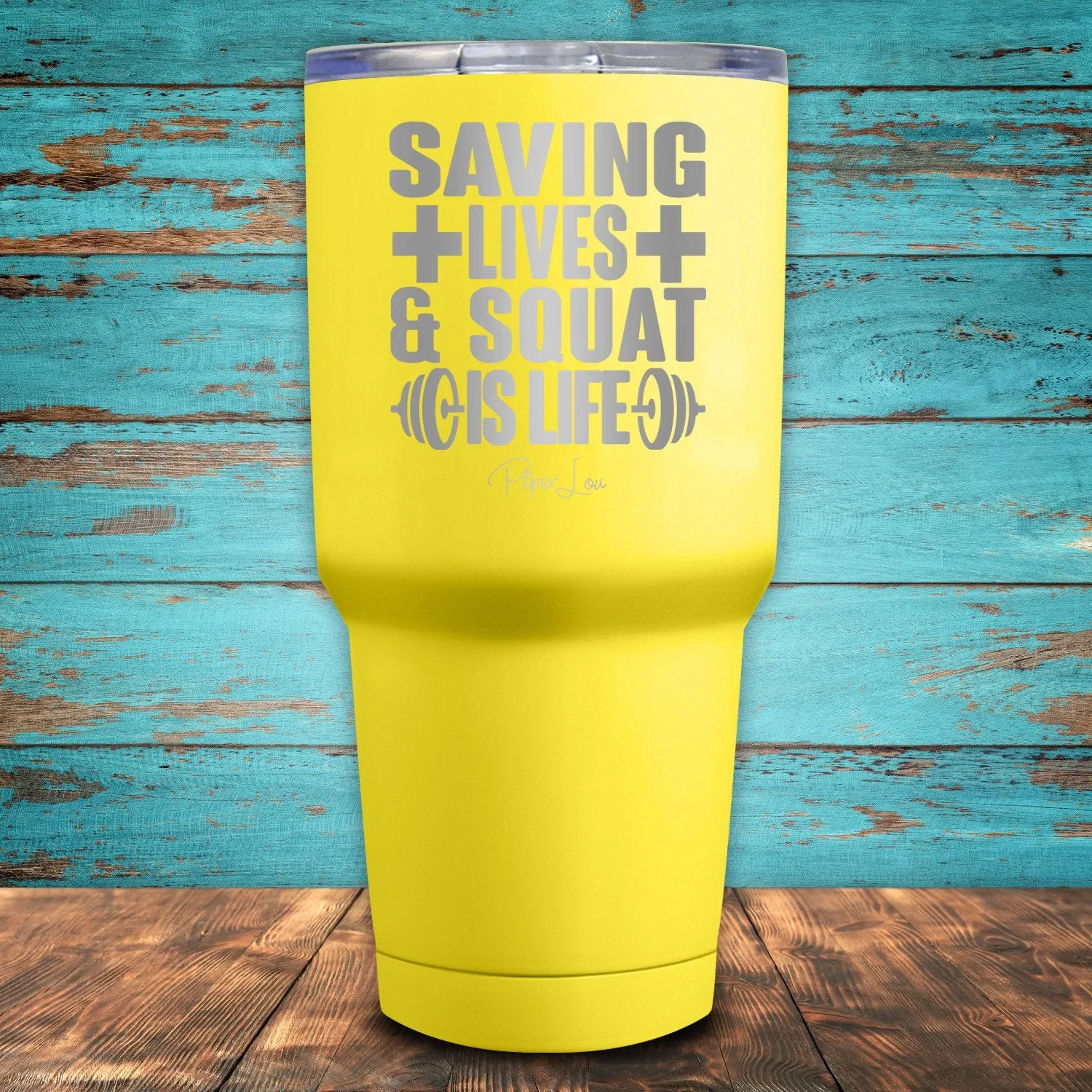 Saving Lives & Squat Is Life Coated Drinkware