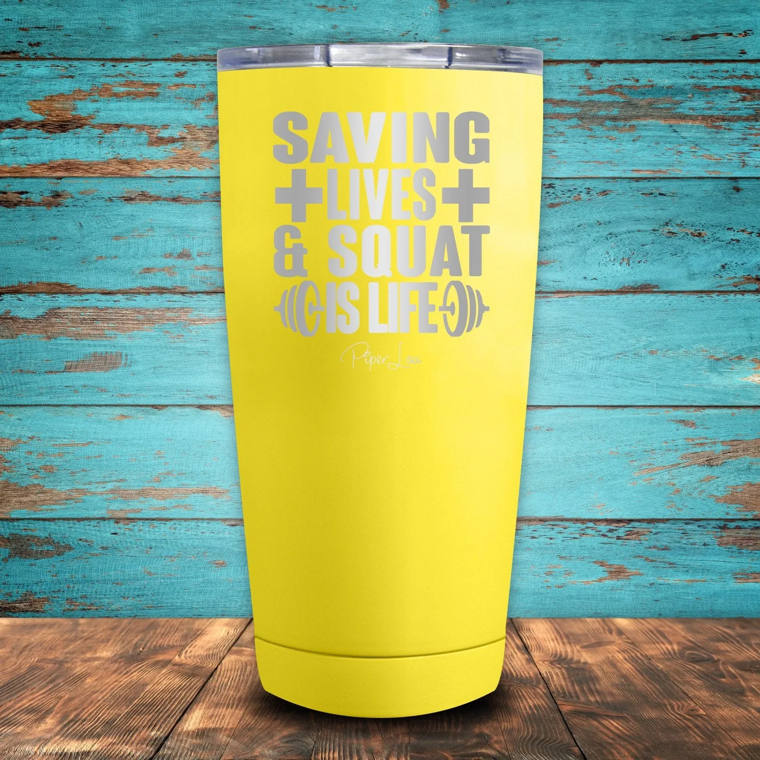 Saving Lives & Squat Is Life Coated Drinkware