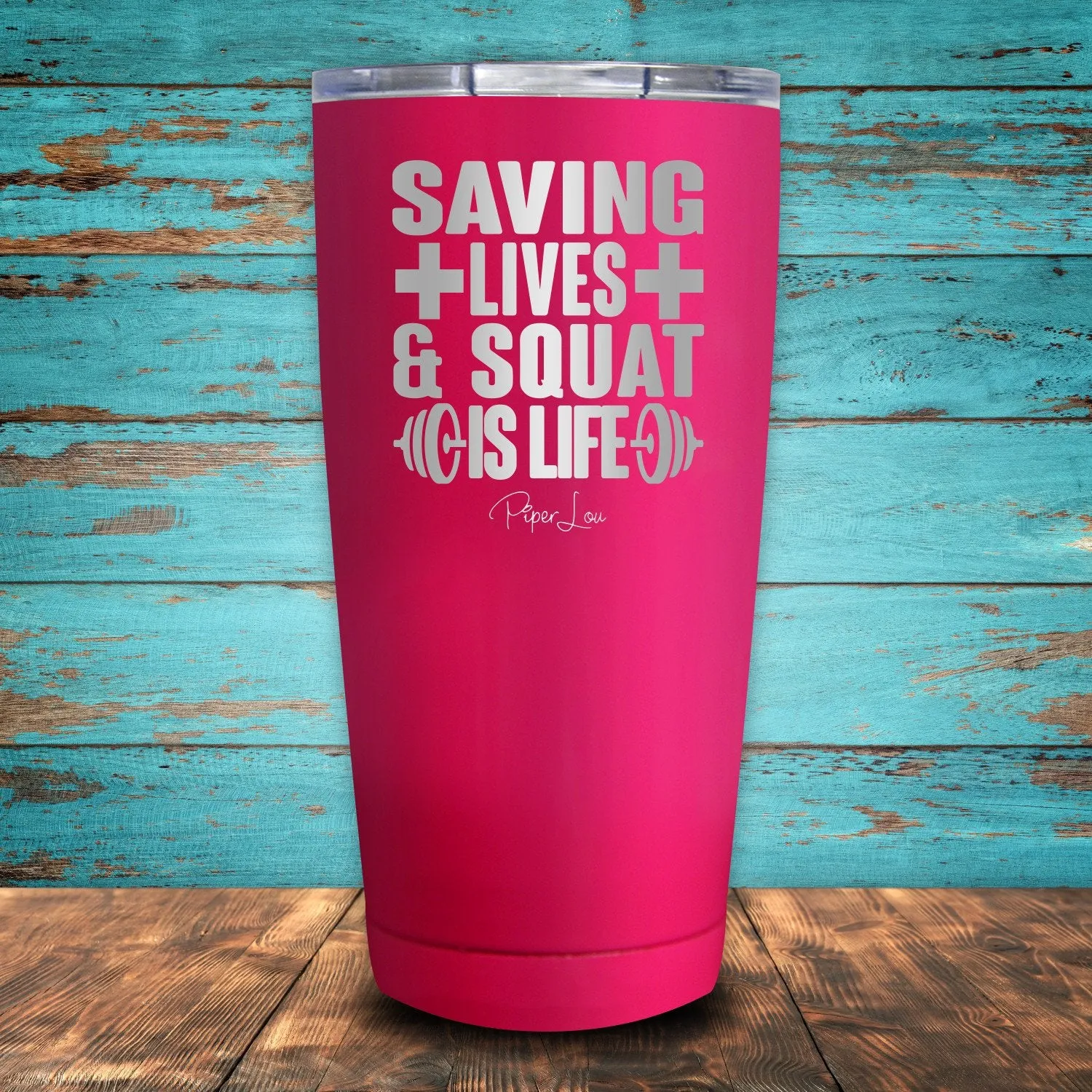 Saving Lives & Squat Is Life Coated Drinkware
