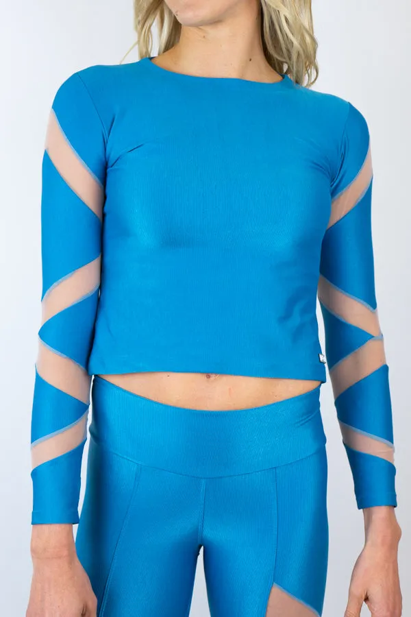 Sierra - Long Sleeve X Top - Blue