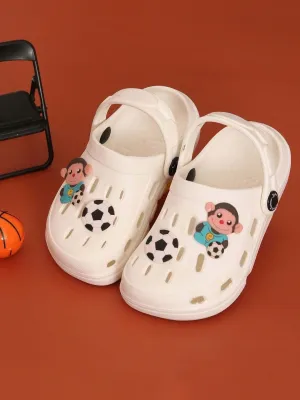 Soccer Ball and Adorable Monkey Cartoon Design Clogs for Boys