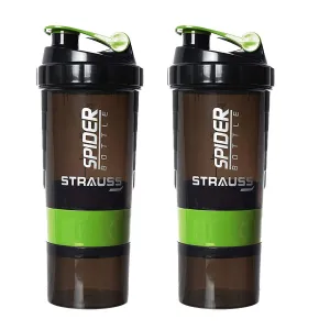 Strauss Spider Shaker Bottle 500 ml, (Green), (Pack of 2)