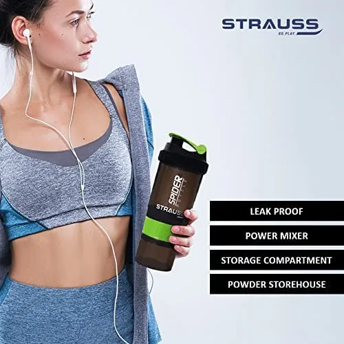 Strauss Spider Shaker Bottle 500 ml, (Green), (Pack of 2)