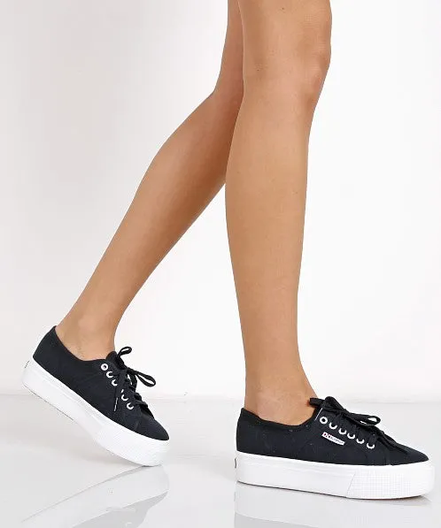Superga Acotw Linea Up and Down Platform Sneaker FULL BLACK (36, FULL BLACK)