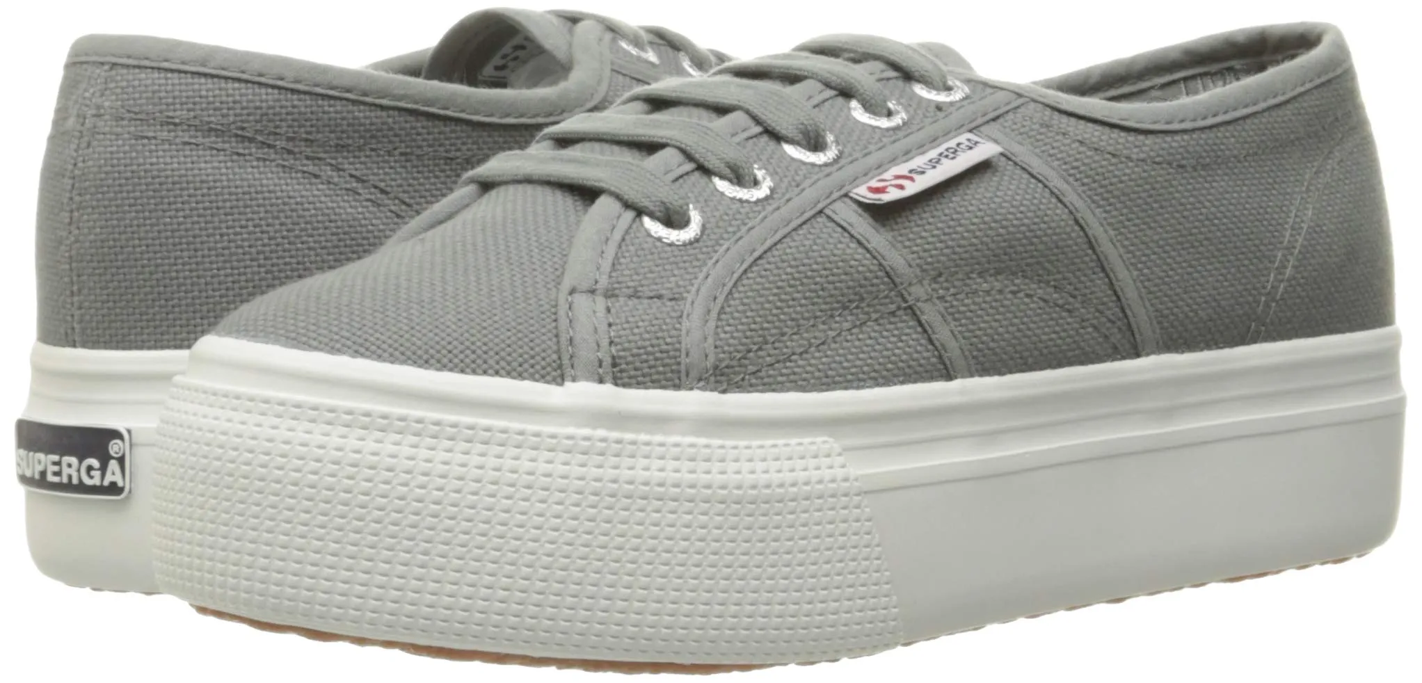 Superga Unisex Low-Top Platform Lace Up Tennis Shoes Sneakers Sage Grey