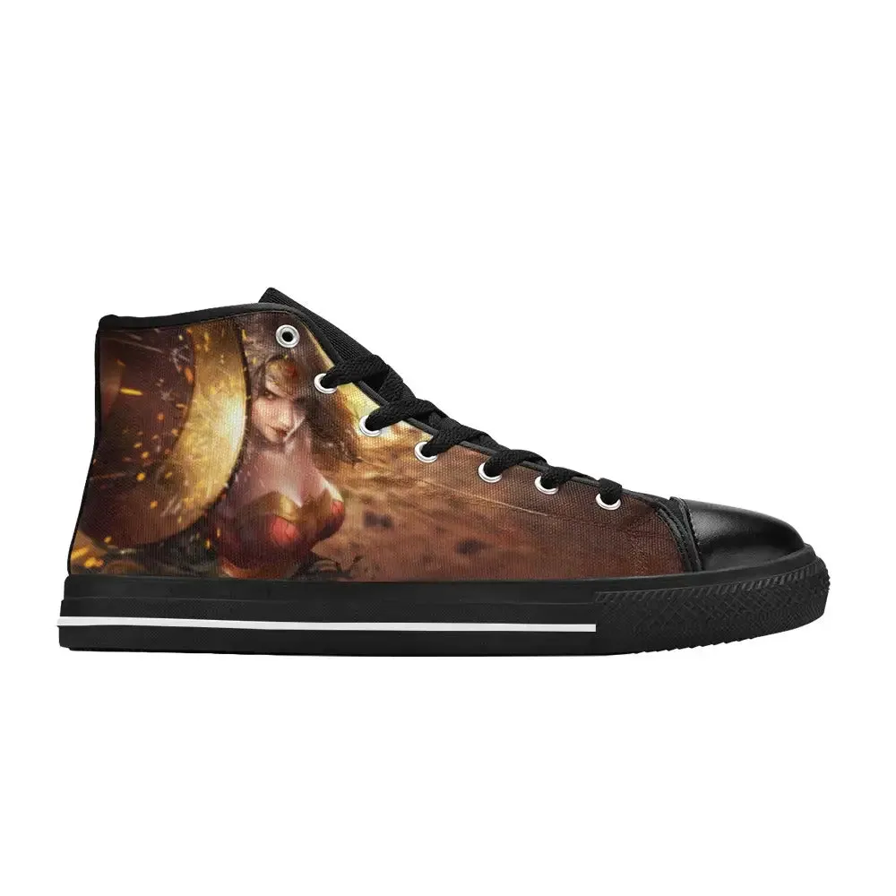 Superhero Wonder Woman Comic Shoes High Top Sneakers for Kids and Adults